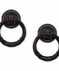 Two Pack Old School Antique Cabinet Ring Pulls Built From Zinc Alloy Durable Vintage Drawer Handles For Cabinets And Dressers Doors And Drawers Includes 2.36x1.89 Inch Size And 0.98 Inch Screw Length, front view
