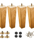 Eight Inch Square Wood Furniture Legs Set Of 4 With Mounting Plates And Hanger Bolts Durable Rubber Wood Feet For Sofa Couch Dresser Sideboard And Coffee Table Mid Century Style Replacement Parts