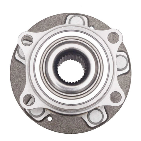 Top view of front or rear AWD wheel bearing and hub assembly for 2007 to 2014 Hyundai Santa Fe, Veracruz, Sorento, 5 stud hub.