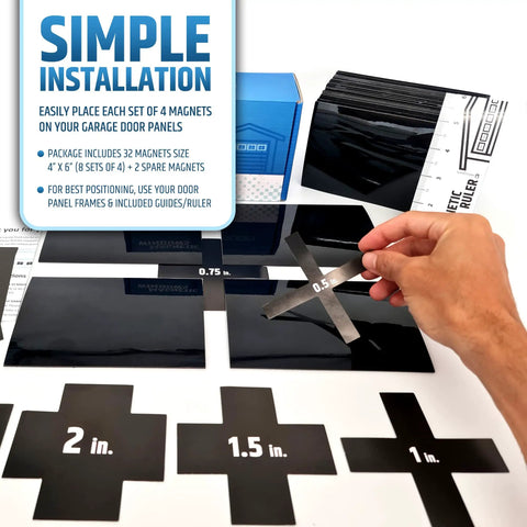 Magnetic Garage Door Window Panels Kit for Two Car Garages, 32 Pcs 4 by 6 Inch Faux Window Panes with Strong Magnets installation