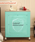 Roomy Foldable Clothes Storage Bin With Tight Seal Lid And Easy Roll Wheels, 125 Quart Heavy Duty Closet Organizer in teal, dustproof and moisture-proof.
