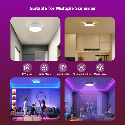 2 Pack 9 Inch Black Flush Mount LED Ceiling Lights With Adjustable 3000K 4000K 5000K Color Temperature 20W