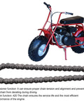 Top Rated Heavy Duty Steel Alloy 420 Chain Roller Tensioner Kit With Spring And Master Link Perfect For 196cc 212cc Mini Bike Baja Trailmaster 6.5Hp Engine Build, red mini bike and 420 chain