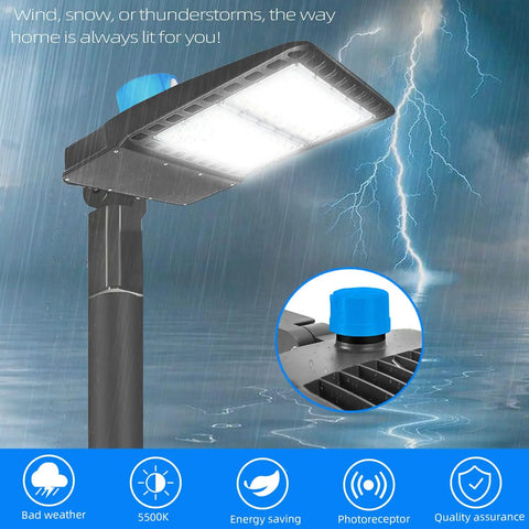 High Output 300W LED Parking Lot Light With Beast Bright 39000 Lumens 5500K Daylight White Outdoor Security Area Floodlight