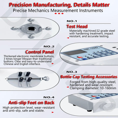 Smart Digital Torque Meter Tool For Precision Torque Testing Portable Torsion Cap Gauge Wrench Calibrator And Torque Tester With Peak And Follow Modes Unit Conversion Works On Various Shapes High Accuracy About 0.5 Percent Full Scale Performance, front view