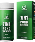 Super Slick 7-in-1 Pond Test Strips Easy-Peezy Water Quality Check for Fish Ponds and Aquatic Gardens packaging and instructions.