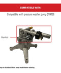 Manifold Replacement Kit For OEM Technologies Axial Cam Pressure Washer Pump Pro Grade shown with compatibility note.