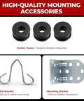 Mounting accessories: rubber gasket, metal bracket, and mounting bracket for 12V Inline Fuel Pump High Flow 50GPH Universal 4-6 PSI.