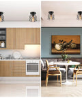 Retro Black Industrial Semi Flush Mount Ceiling Light Fixture E26 E27 Cage Style in modern kitchen and dining room