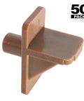 Light Brown Plastic Shelf Support Pegs For Cabinets, 50 Pack, One Half Inch Wide By One Inch Long, One Quarter Inch Diameter