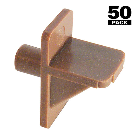 Light Brown Plastic Shelf Support Pegs For Cabinets, 50 Pack, One Half Inch Wide By One Inch Long, One Quarter Inch Diameter