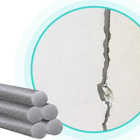 Three Quarter Inch Foam Backer Rod For Gaps And Joints, Forty Feet Long, beside a wall crack illustration