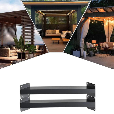 2 Pack Heavy Duty 45 Degree Angle Wood Beam Support Brackets For Deck DIY Projects Black Galvanized Steel Pergola Construction Kit Strong Structural Brackets For Outdoor Build