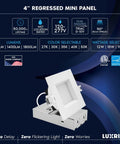 Real Deal 4 Inch Canless Recessed LED Lights Featuring Quick Dial 5 Cct Color And Heavy Duty Brackets For Tight Ceiling Gaps Wet Rated Square Trim Delivering Smooth Dimmable Performance In A 12 Pack with specifications