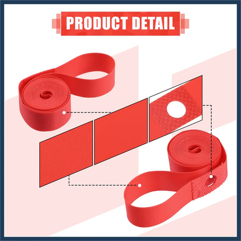 Red PVC Rim Tape Pair For 700C 27 Inch Bike Wheels Heavy Duty Rim Strip Liner showing detailed texture and finish