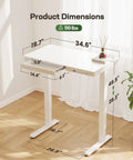 Heavy Duty Glass Electric Standing Desk With Effortless Height Control For Compact Home Office Setup 35 X 20 Inch dimensions and measurements.
