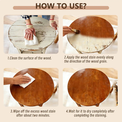 How to use Top Tier Premium Dark Oak Water Base Wood Stain for furniture cabinets and doors on a round table.