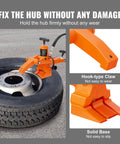 Hydraulic Bead Breaker With 10000 PSI Power And Metal Foot Pump showing hook-type claw and solid base on tire