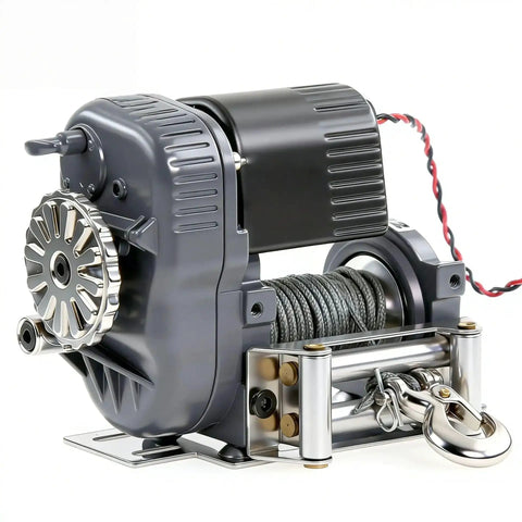 Get Your 10 RC Crawler Ready To Rock With High Strength Metal Remote Control Rescue Winch Upgrade, detailed view of metal winch.