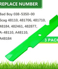 High Lift 48 Inch Mower Deck Blade For Scag Freedom Z Liberty Z Tiger Cub Exmark 48 Deck Replacement Fits Hustler 601123 3 Pack