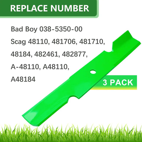 High Lift 48 Inch Mower Deck Blade For Scag Freedom Z Liberty Z Tiger Cub Exmark 48 Deck Replacement Fits Hustler 601123 3 Pack