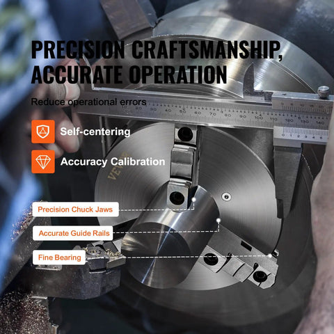 Three Jaw Self Centering Lathe Chuck 10 Inch With 0.24 To 9.84 In Clamping Range HT300 Steel during precision calibration