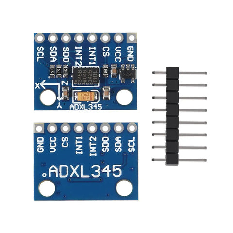 Two Pack ADXL345 3-Axis Accelerometer Module With Tilt And Inclination, High-Res 16G Range, Digital 16-Bit Output, I2C Or SPI Interface, Perfect For Arduino, Raspberry Pi, Motion Sensing Projects, blue PCB boards with header pins