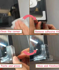 Ultra Clear Silicone Corner Protectors For Baby Proofing T Shaped Furniture Edge Guards installation steps with adhesive film removal.