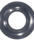 Tub Stopper Gasket For Tub Drain Assemblies Black Rubber Seal For Sterling Style Bathtubs Durable Drain Seal Fits Two And One Sixteenth Inch By One Inch By One Quarter Inch Openings Keeps Water In And Drains Smoothly, close-up view of gasket.