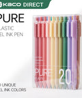 Pure Gel Pens 20 Color Ink Set With 0.7 mm Medium Point Soft Touch Grip for Journaling Note Taking Doodling in transparent box