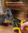 Two In One Leather Hole Punch And Eyelet Tool Kit with 4.5mm eyelets easily punching leather using double lever design