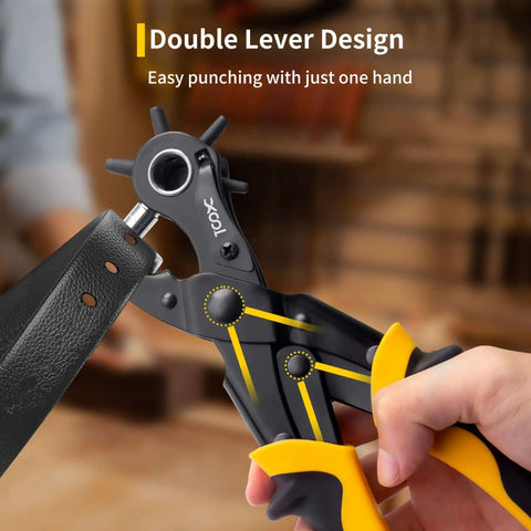 Two In One Leather Hole Punch And Eyelet Tool Kit with 4.5mm eyelets easily punching leather using double lever design