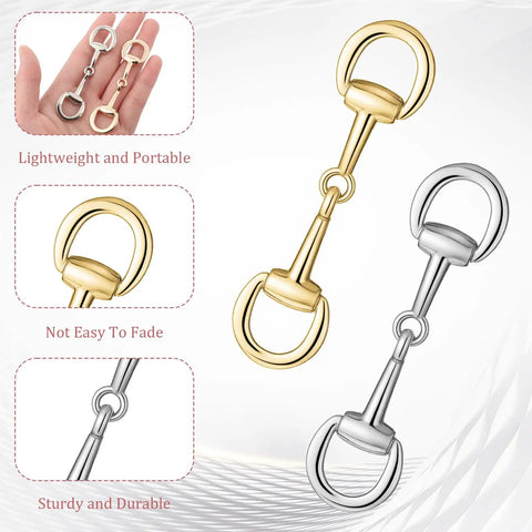 Gold Blingy Double D Ring Snaffle Bit Buckles Set For Necklaces And Bracelets, Foldable Metal Clasp Hardware, shown on hand