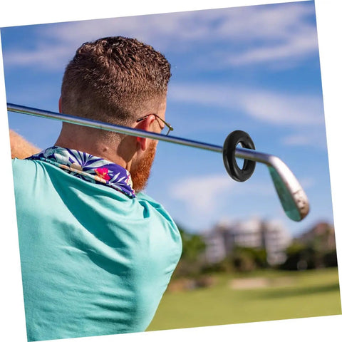 Golfer using Weighted Golf Swing Ring For Beginners And Pros, Practice Gear To Stabilize Your Swing, Boost Swing Weight And Power