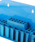 Blue storage organizer for T Slot Clamp Kit For Lathe And Milling Machines With Hardened Press Plate M14 showcasing slots and holes