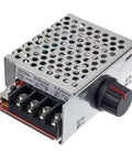 7 to 70V PWM DC Motor Speed Controller 30A with onboard stop and brake switch, adjustable potentiometer, metal casing visible