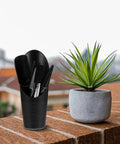 5 Piece Succulent Plant Tools Set For Transplanting And Planting, Mini Garden Hand Tools, Black Gardening Kit For Indoor Succulent Care And Bonsai Maintenance, Lightweight And Easy To Carry, with potted succulent
