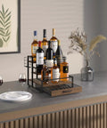 4-Tier Wooden Coffee Bar Organizer With Metal Frame And 36 K Cup Drawer For Countertop Storage holding bottles