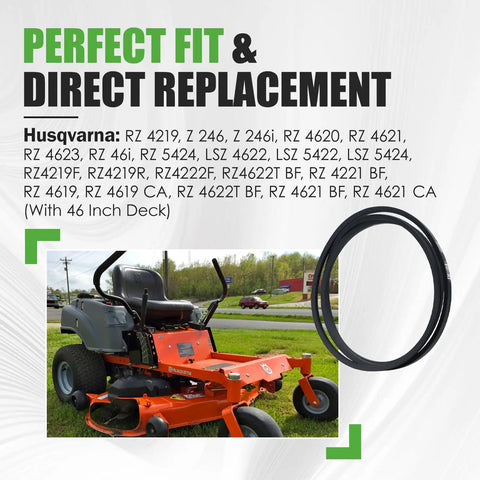 Heavy Duty Five Eighth Inch By One Hundred Twenty Three Inch Mower Deck Belt For Z246 Z Series And RZ Series Forty Six Inch Decks