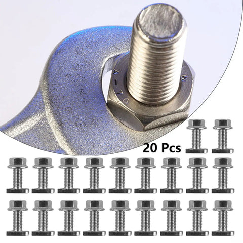 M8 Hammer Head Solar Screws Built From Top Shelf 304 Stainless Steel for panel mounting with 20 pack of bolts and nuts.