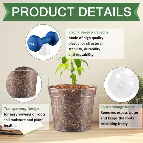 Clear Seed Starter Pots 2.5 Inch, 100 Pack Round Seedling Pots For Germination, Transparent Nursery Pots with drainage holes