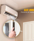 Slap On This Foolproof Door Weather Stripping To Kick Chilly Drafts To The Curb Featuring A Tight V Shaped Kerf Seal That Blocks Light Noise And Wind While Keeping Your Cozy Home Insulation Secure For 26 FT In Brown, showing installation near air conditioner.