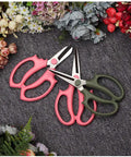Pro Grade Floral Shears For Flowers And Garden Pruning, Heavy Duty High Carbon Steel Pruner For Branches And Leaves displayed on fabric