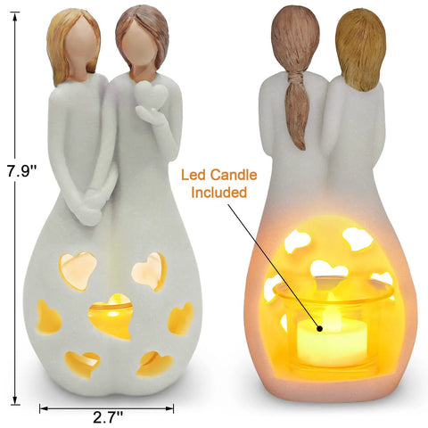 Sister Birthday Gift From Sister Best Friend Gift For Women Candle Holder With Flickering LED Flameless Candle Cozy Home Decor