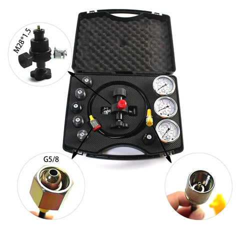 Portable Hydraulic Nitrogen Accumulator Charging Pressure Gauge Tool For Excavators 10 MPa 25 MPa 40 MPa Kit with case and adapters