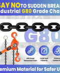 Beefy 6600 Lbs Capacity Lever Chain Hoist With 10 Ft Chain Come Along Double Pawl Brake And Upgraded Auto Chain Lead showing G80 chain