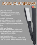 Side view of handheld acrylic bending tool with black handle and metal plate for DIY projects, showing functionality details.