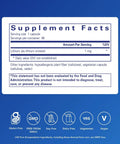 Supplement facts label on blue background for Lithium Orotate 1 Mg Supplement For Calmness And Behavior Support, Boosts Memory.