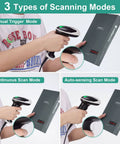 Person using No-Fuss Handheld USB Barcode Scanner, Wired Plug And Play, 1D 2D QR PDF417 Data Matrix Reader For Windows Mac Android Linux.