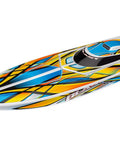 Beast Speed RC Blast Race Boat With Waterproof Electronics Water Cooling 2.4 GHz Radio System NiMH Battery USB C Fast Charger 12 Volt DC Charger Ready To Run, showing colorful hull design.